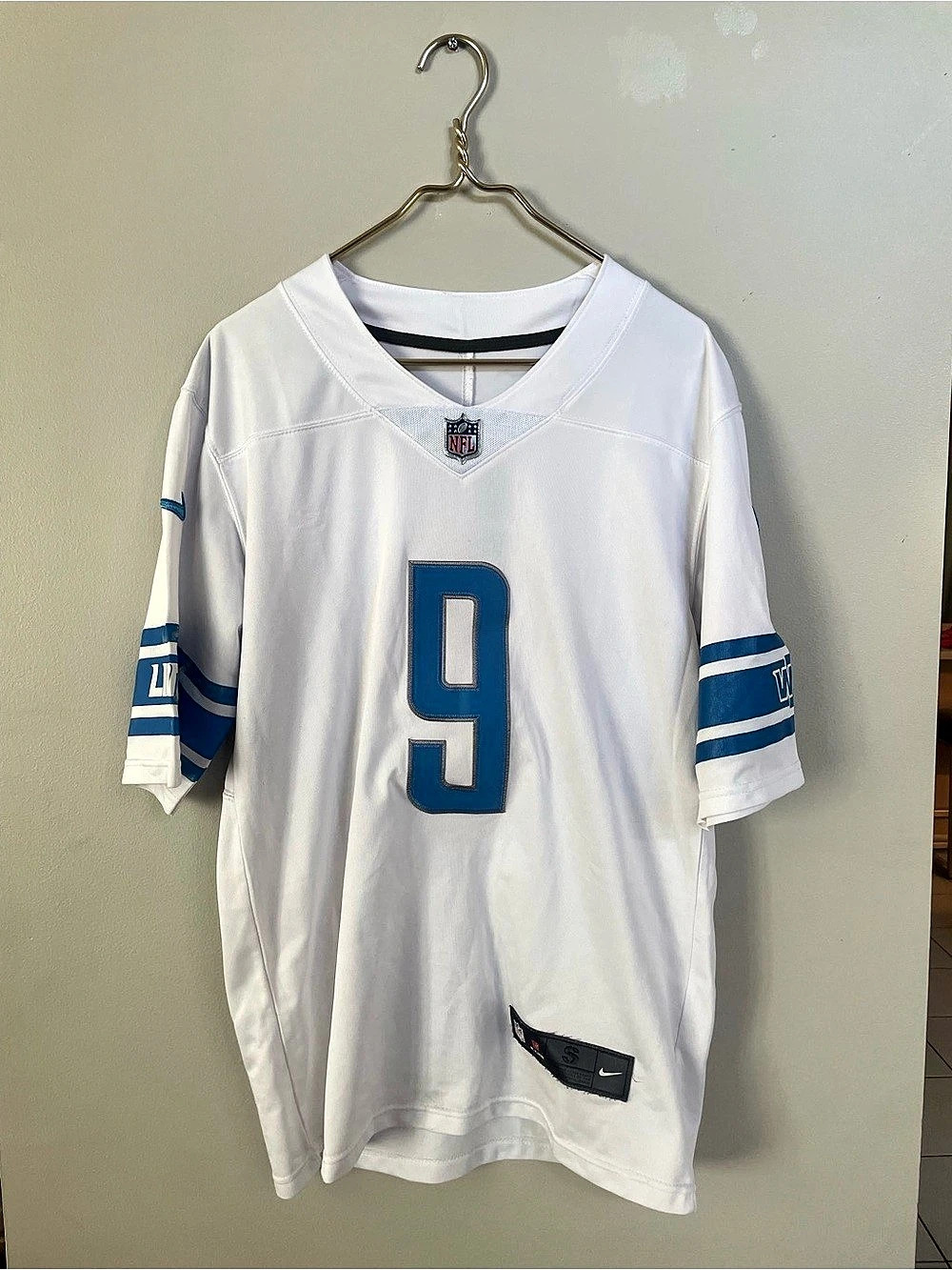 Nike Matthew Stafford #9 NFL On Field jersey White & Blue Small Youth